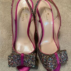 Kate Spade Multicolor Glitter Bow Heels